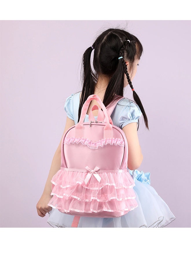 Children's Lace Princess Backpack, Sweet Cute Kindergarten Schoolbag for Girls, Travel Bag Ballet Bag with Adjustable Shoulder Straps - Image 1