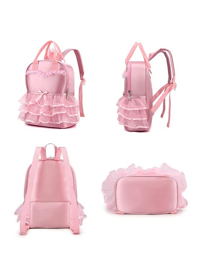 Children's Lace Princess Backpack, Sweet Cute Kindergarten Schoolbag for Girls, Travel Bag Ballet Bag with Adjustable Shoulder Straps - Image 4