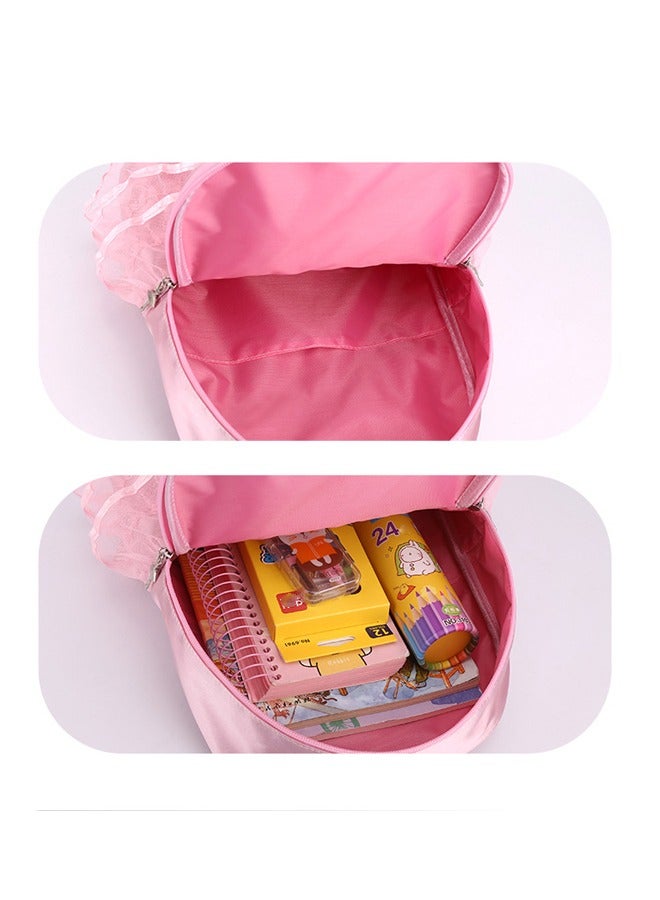 Children's Lace Princess Backpack, Sweet Cute Kindergarten Schoolbag for Girls, Travel Bag Ballet Bag with Adjustable Shoulder Straps - Image 5