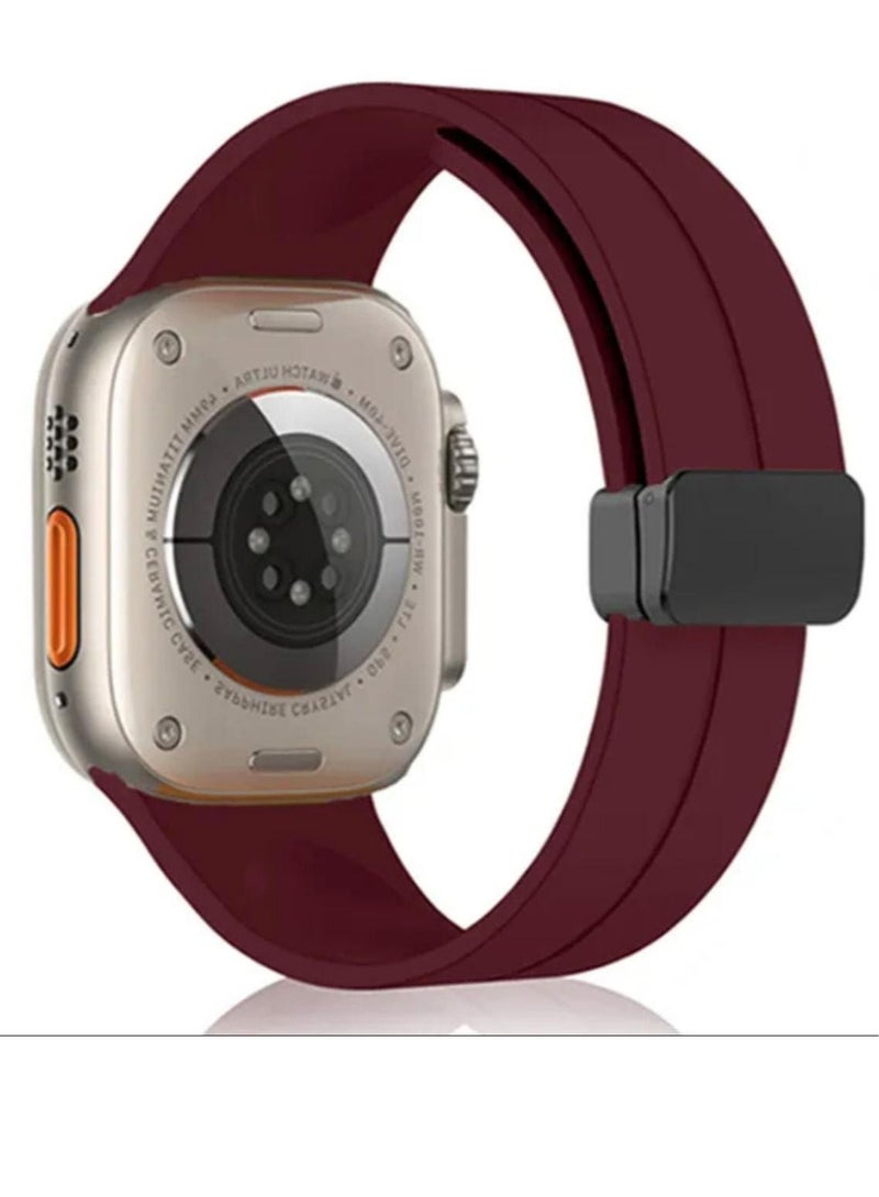 Apple watch strap with magnetic closure  size 42  burgundy color - Image 3
