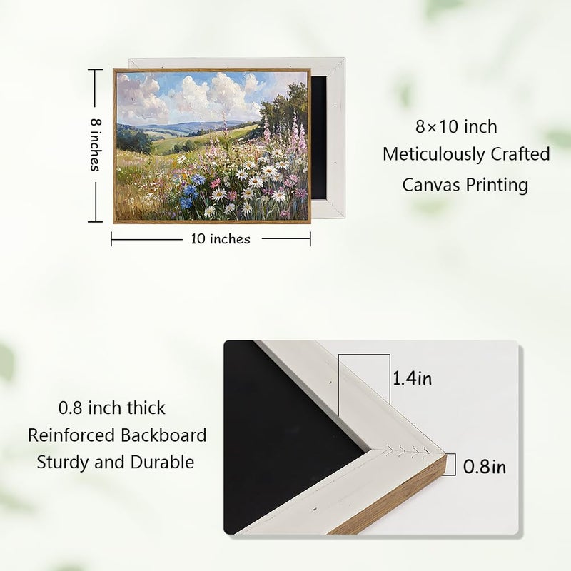 Prabahdak Framed Canvas Wall Art Prints Wildflower Oil Painting Aesthetic Room Decor Nature Rural Wilderness Landscape Poster Pictures Prints for Bathroom, Bedroom LivingRoom 8Ã—10inch - Image 5