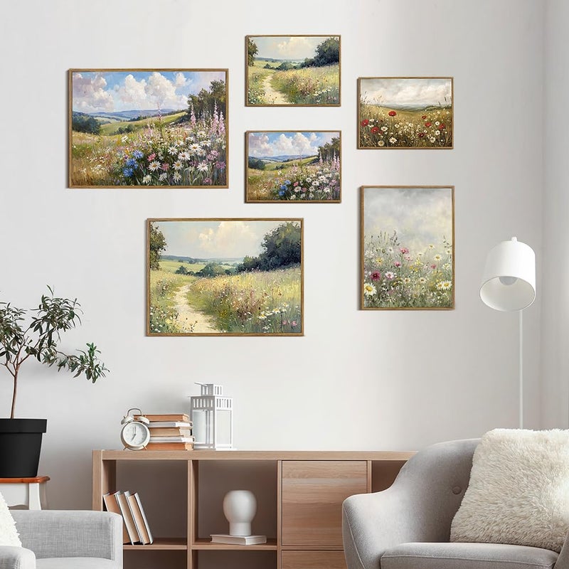 Prabahdak Framed Canvas Wall Art Prints Wildflower Oil Painting Aesthetic Room Decor Nature Rural Wilderness Landscape Poster Pictures Prints for Bathroom, Bedroom LivingRoom 8Ã—10inch - Image 4