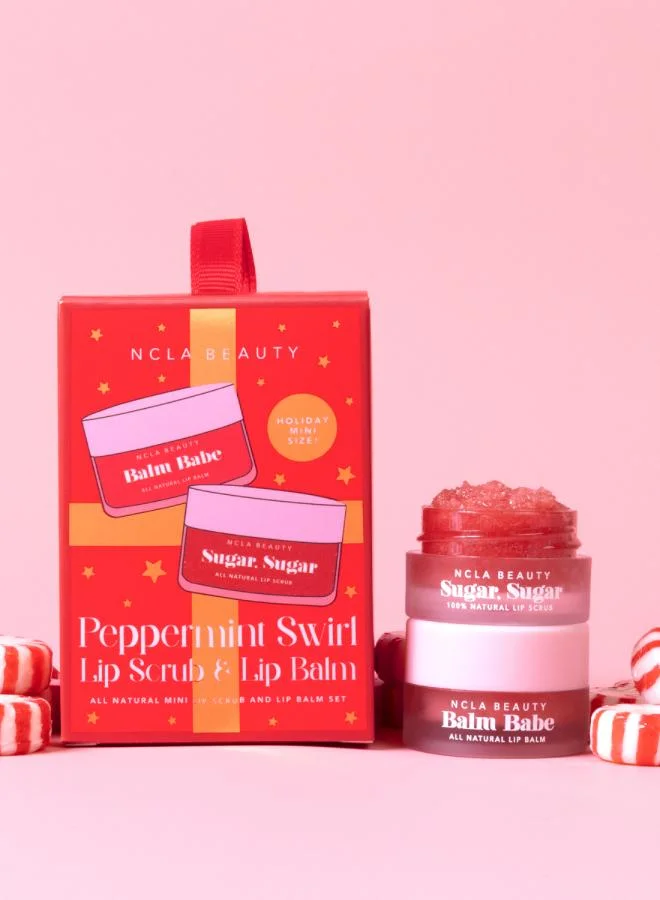 NCLA Peppermint Swirl Lip Scrub & Lip Balm Ornament Set