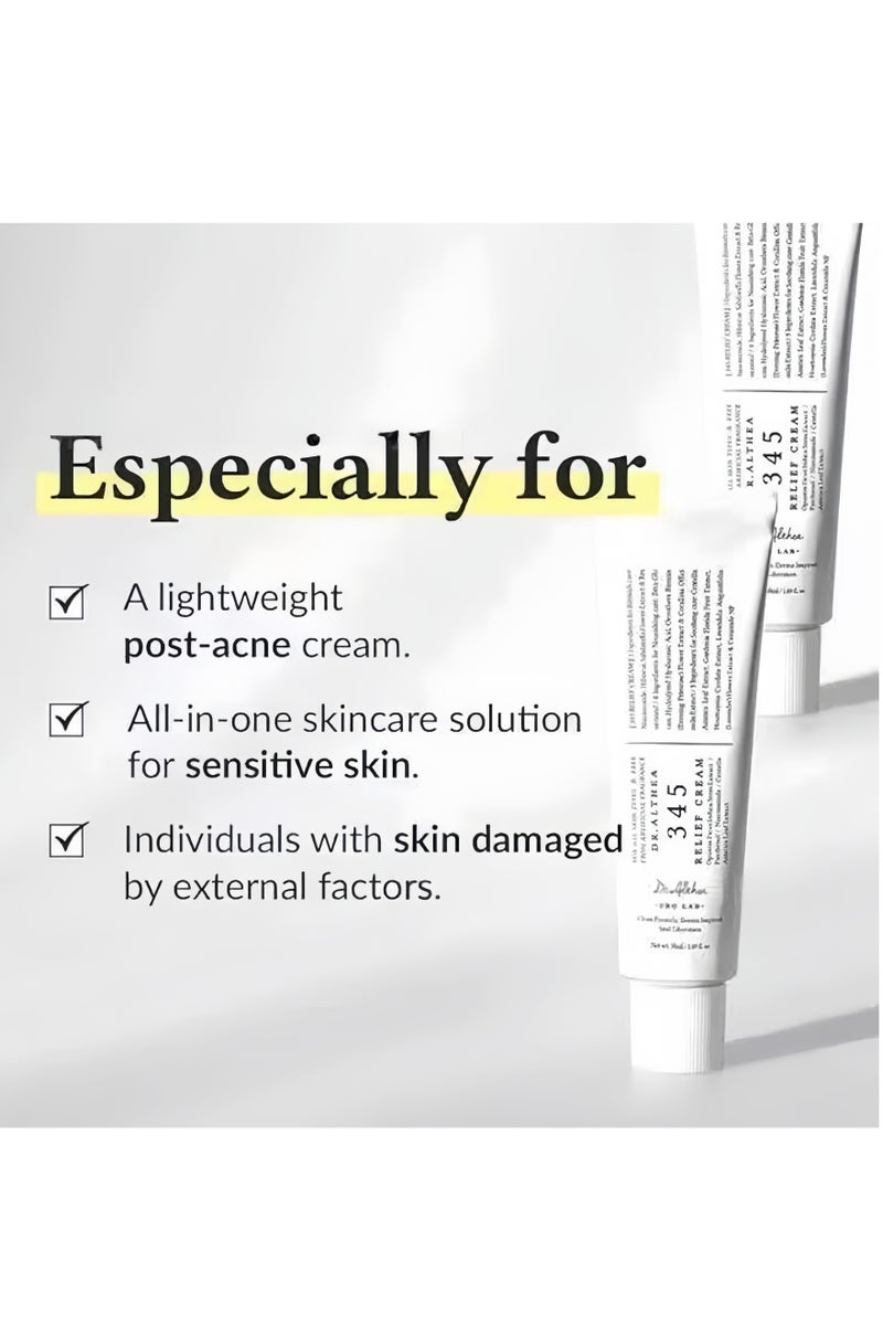 Dr.althea 345 Relief Cream | Daily Face Moisturizer | Blemish Relief Care | Soothing Recovery & Moisture with Niacinamide, Panthenol | Korean Vegan Skin Care for All Skin Types | 1.69 Fl Oz - Image 2