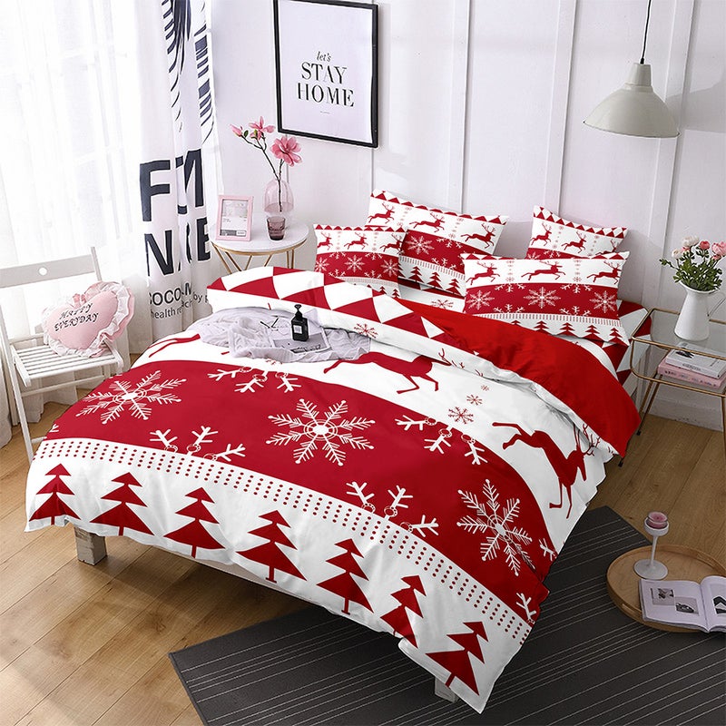 Bedding Three-Piece Christmas Series 3D Digital Printing Polyester Brushed Quilt Cover Bed Sheet One-Piece Delivery - Image 4
