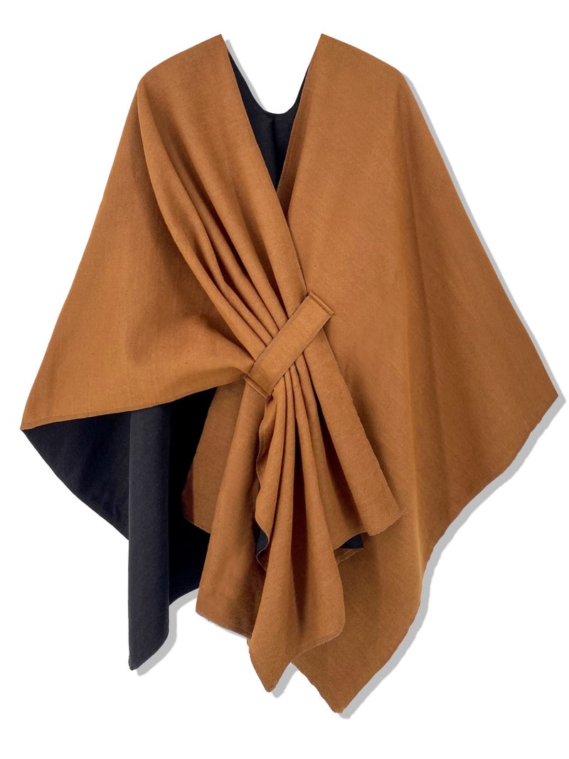 Moss Rose Women's Shawl Wrap Poncho Ruana Cape Open Front Cardigan with Belt for Fall Winter - Image 1