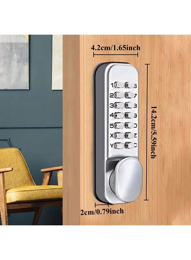 Silvery Waterproof Fireproof Mechanical Combination Smart Door Lock Handle - Image 4