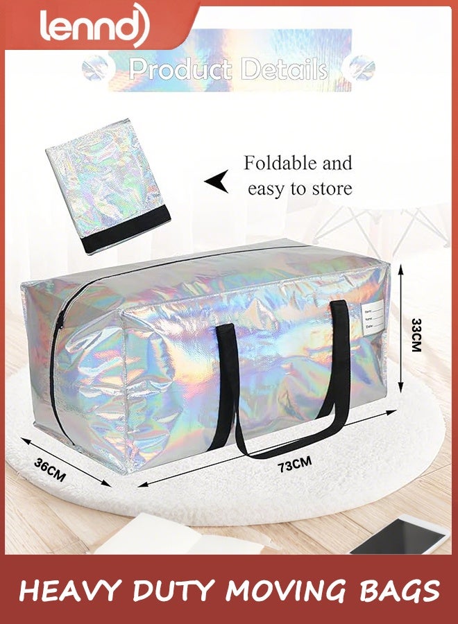لينند مجموعة من 6 حقائب نقل متينة، كبيرة الحجم، مقاومة للماء، قابلة للطي، حقائب تخزين ملابس بسحاب، مقابض معززة، صناديق تعبئة متحركة للتخزين الموسمي والمبيت، قزحية اللون - Image 2