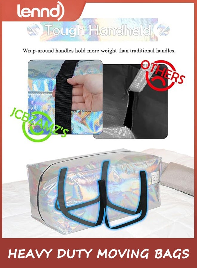 لينند مجموعة من 6 حقائب نقل متينة، كبيرة الحجم، مقاومة للماء، قابلة للطي، حقائب تخزين ملابس بسحاب، مقابض معززة، صناديق تعبئة متحركة للتخزين الموسمي والمبيت، قزحية اللون - Image 5