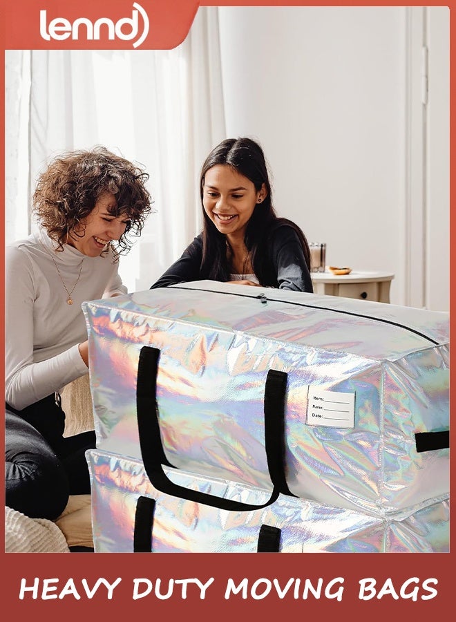 لينند مجموعة من 6 حقائب نقل متينة، كبيرة الحجم، مقاومة للماء، قابلة للطي، حقائب تخزين ملابس بسحاب، مقابض معززة، صناديق تعبئة متحركة للتخزين الموسمي والمبيت، قزحية اللون - Image 3