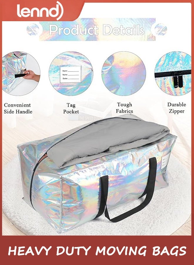 لينند مجموعة من 6 حقائب نقل متينة، كبيرة الحجم، مقاومة للماء، قابلة للطي، حقائب تخزين ملابس بسحاب، مقابض معززة، صناديق تعبئة متحركة للتخزين الموسمي والمبيت، قزحية اللون - Image 4