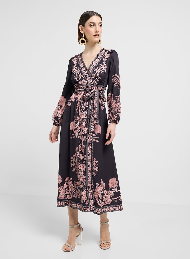 ELLA Floral Print Wrap Dress - Image 1