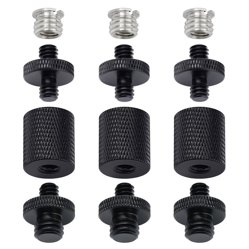 Frgyee 12 Pcs 1/4" & 3/8" Camera Screw Adapter Set - DSLR, GoPro, Flash & Light Stand Mounts - Image 1