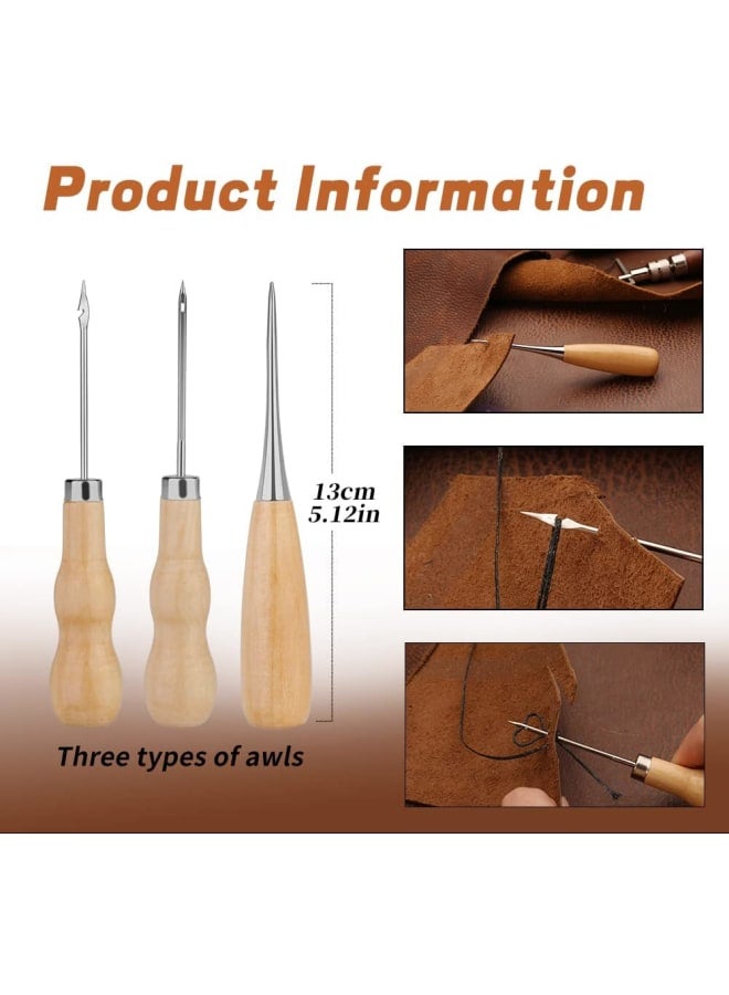 Leather Sewing Kit, 22 Pcs Leather Repair Kit, Upholstery Repair Kit with Waxed Thread, Leather Hand Sewing Stitching Needles for Car, Sofa, Back, Shoe, Craft DIY  - Image 3
