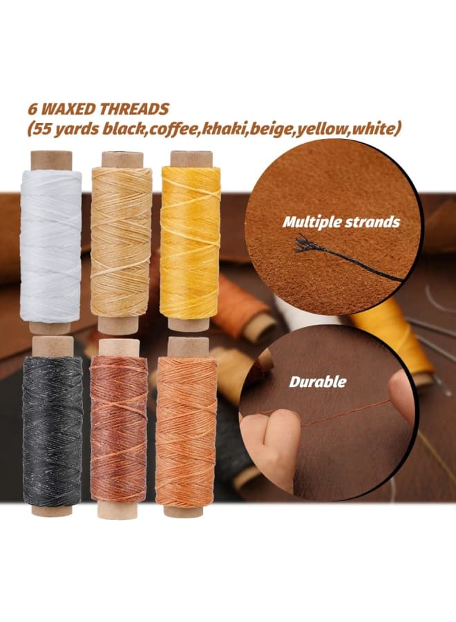 Leather Sewing Kit, 22 Pcs Leather Repair Kit, Upholstery Repair Kit with Waxed Thread, Leather Hand Sewing Stitching Needles for Car, Sofa, Back, Shoe, Craft DIY  - Image 5