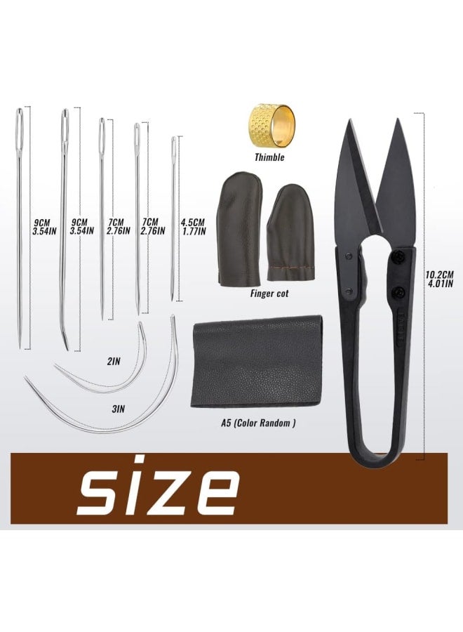 Leather Sewing Kit, 22 Pcs Leather Repair Kit, Upholstery Repair Kit with Waxed Thread, Leather Hand Sewing Stitching Needles for Car, Sofa, Back, Shoe, Craft DIY  - Image 2