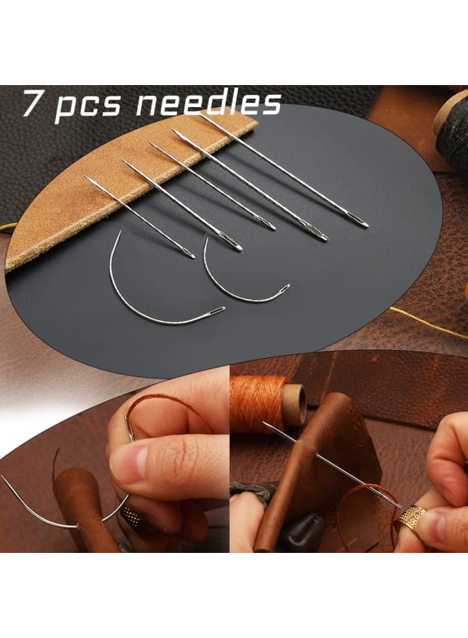 Leather Sewing Kit, 22 Pcs Leather Repair Kit, Upholstery Repair Kit with Waxed Thread, Leather Hand Sewing Stitching Needles for Car, Sofa, Back, Shoe, Craft DIY  - Image 4