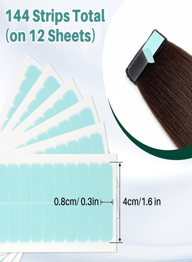 RAQEHO 144Tabs Hair Extension Tape - Strong Hold Invisible Hair Tape Replacement for Tape in Extensions, Ultra Thin Toupee Tape for Wig, Waterproof Adhesive Secure Hair Extension Tools for Tape Ins - Image 2