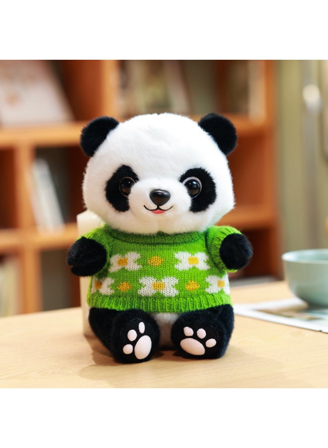 Cute Panda Doll Flower Plush Toy Simulation Panda Doll Children's Birthday 520 Gift-Color:Yellow Panda Pocket Style-Height:About 25cm In Height (with Red Snake Year Satchel Bag)