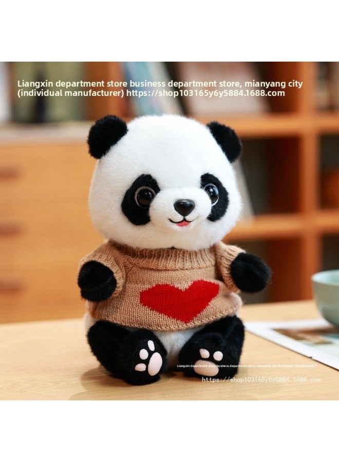 Cute Panda Doll Flower Plush Toy Simulation Panda Doll Children's Birthday 520 Gift-Color:Yellow Panda Pocket Style-Height:About 25cm In Height (with Red Snake Year Satchel Bag)