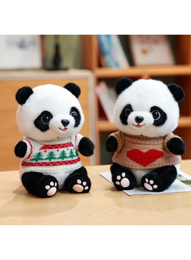 Cute Panda Doll Flower Plush Toy Simulation Panda Doll Children's Birthday 520 Gift-Color:Yellow Panda Pocket Style-Height:About 25cm In Height (with Red Snake Year Satchel Bag)