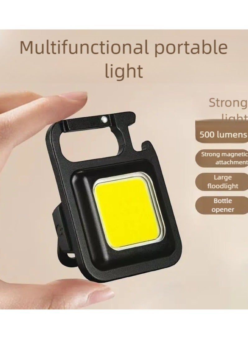 LED keychain light, multi-functional rechargeable outdoor magnetic work light, mini on light, powerful small flashlight - Image 1