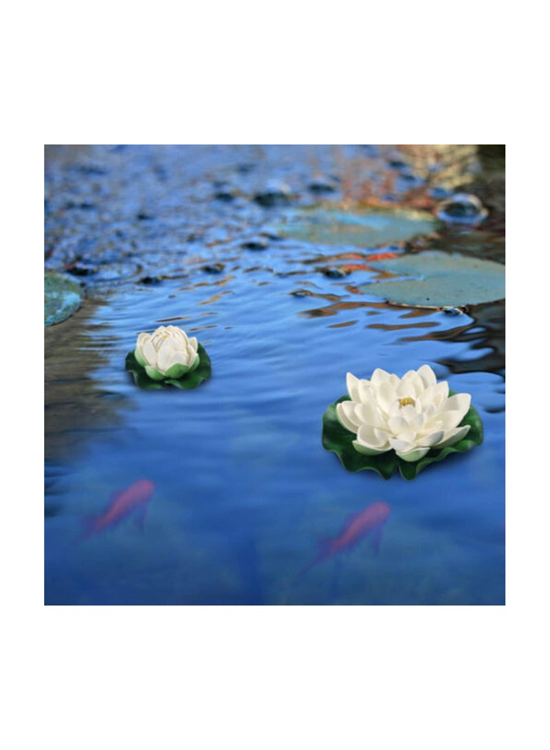 GGOOT 6Pcs Artificial Floating Foam Lotus Flowers,With Water Lily Pad Orments, White,Perfect for Patio Koi Pond Pool Aquarium Home Garden Wedding Party Special Event Decoration  - Image 3