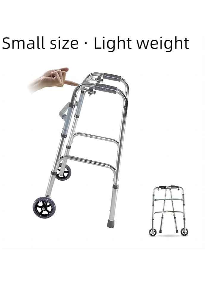 Adamsmed - Lightweight Rolling Walker, 5-inch Wheels, Foldable, Aluminum Alloy, Anti-Slip Ergonomic Grips - Image 1