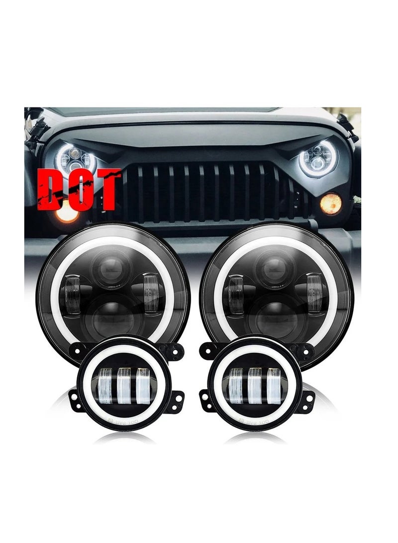 gz auto GZ AUTO 7-Inch LED Halo Headlights with Amber DRL & Turn Signal + 4-Inch LED Halo Fog Lights, IP67 Waterproof, DOT Approved, Plug & Play for Jeep Wrangler JK/TJ/LJ (1997-2017) – Combo  - Image 3
