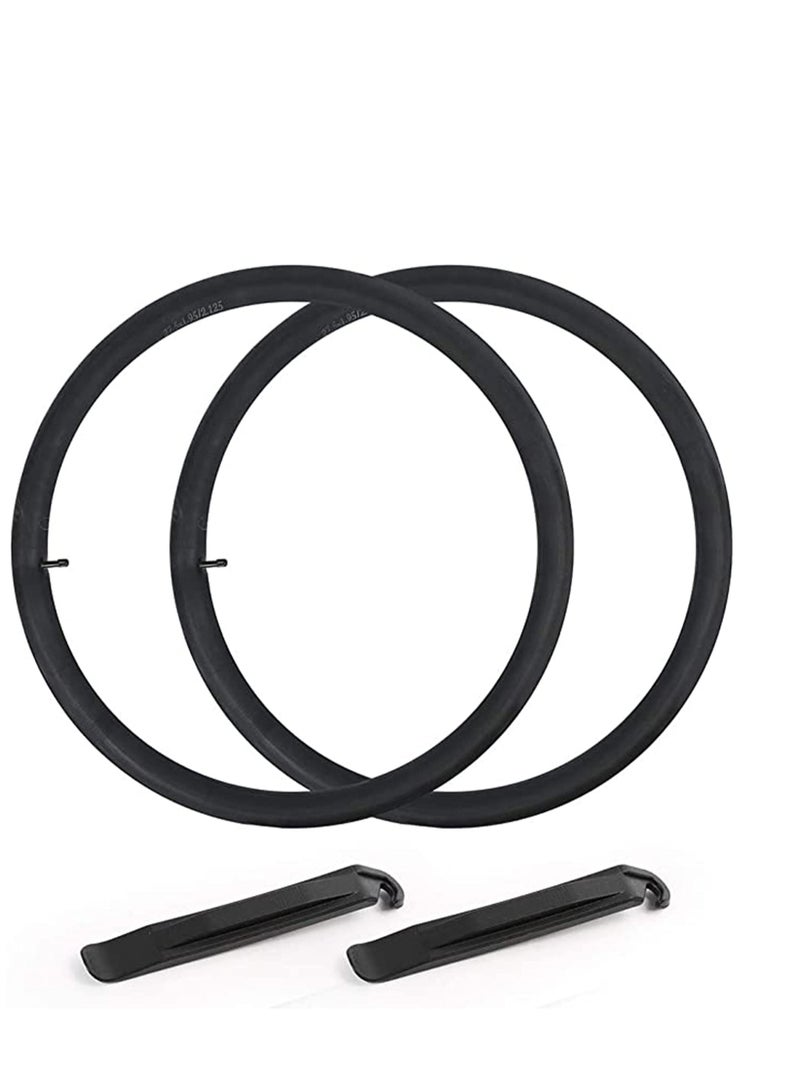 SYOSI أنابيب دراجات جبلية مقاس 27.5 (عبوة من قطعتين)، صمام شريدر (32 مم)، 27.5 × 1.75 27.5 × 1.95 27.5 × 2.10 27.5 × 2.125 27.5 × 2.40 أنابيب داخلية للدراجات الجبلية/الطرق، بالإضافة إلى 2 رافعة إطارات من النايلون والبلاستيك - Image 1