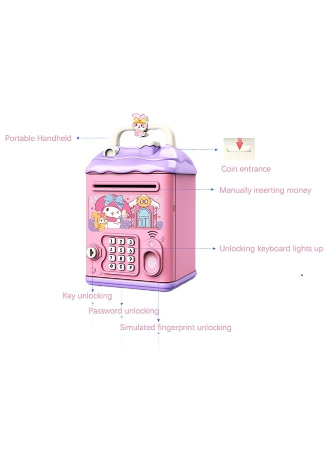 LCAREMOM - Electronic Money Saving Box with Password, Money Bank for Coins and Bills, Durable and Sturdy, ATM Machine Kid Toy (Handle color is random) - Image 1