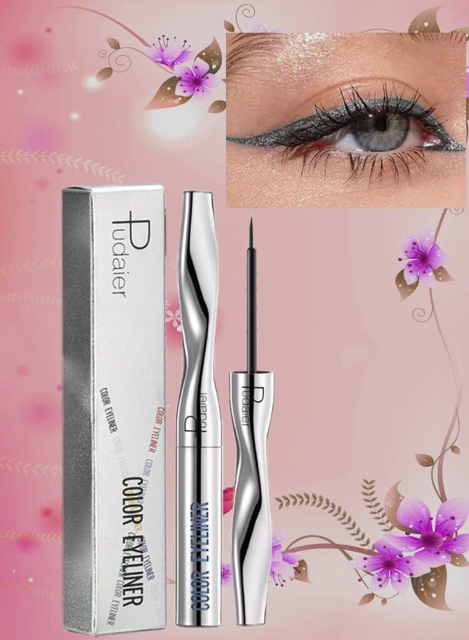 pudaier قلم كحل سائل ملون سريع الجفاف سهل التلوين لامع ومطفأ دقيق لخط العين مكياج لا يتقشر ولا يتلطخ مقاوم للماء وطويل الأمد قلم كحل لامع أسود 08 - Image 1