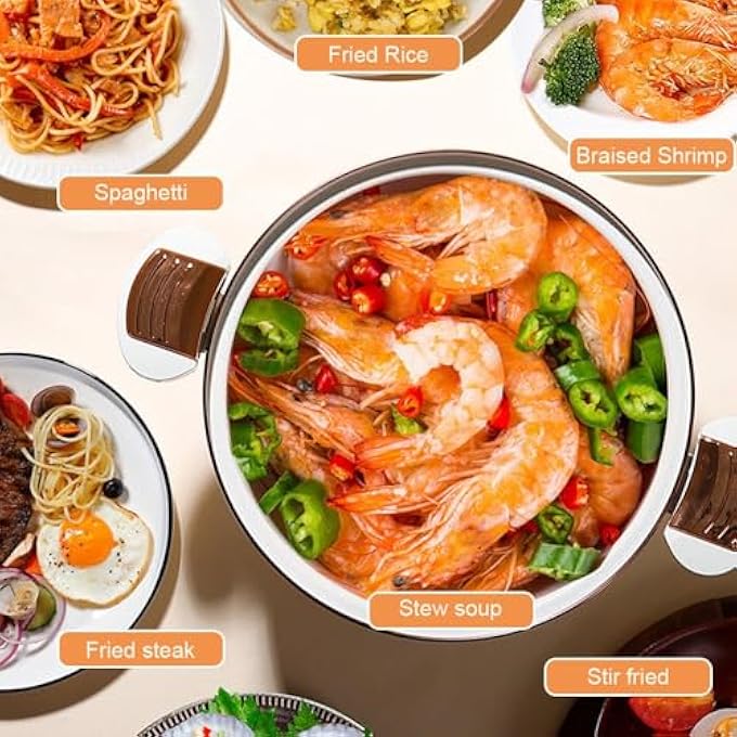 NALACAL طنجرة ضغط صغيرة غير لاصقة من المينا بسعة كبيرة 8 لتر مع قفل سحب ومكواة ناعمة باللون الأبيض - Image 4