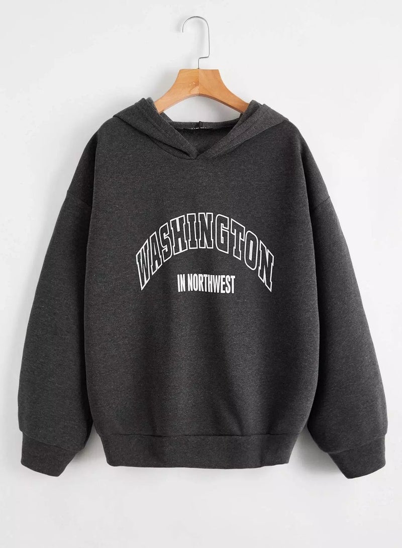 هودي حراري برسومات وأحرف منسدلة على الكتف - Image 1