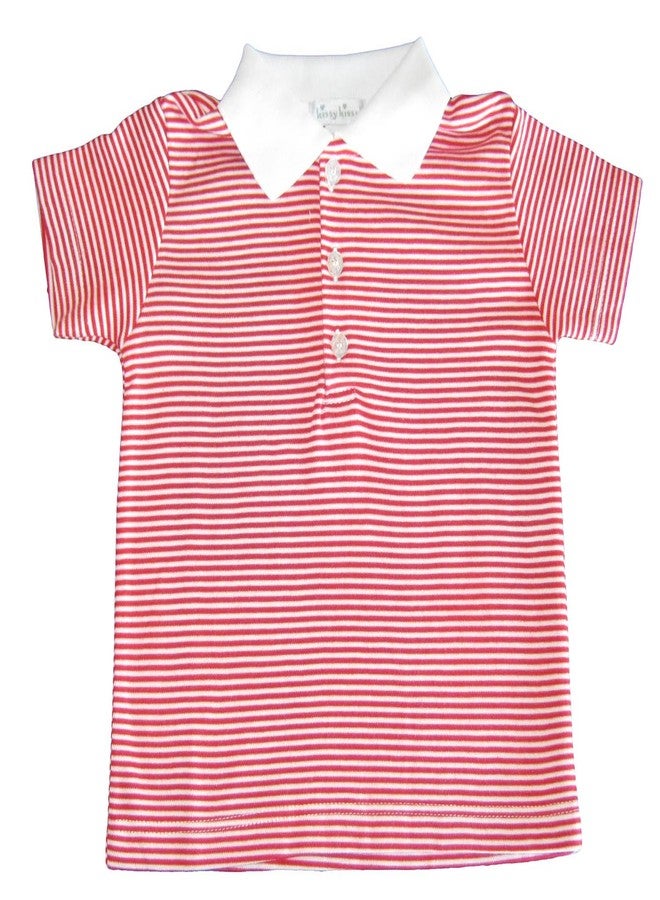 Kissy Kissy Baby-Boy Infants Essentials Striped Polo Shirt-Red-3-6 Months
