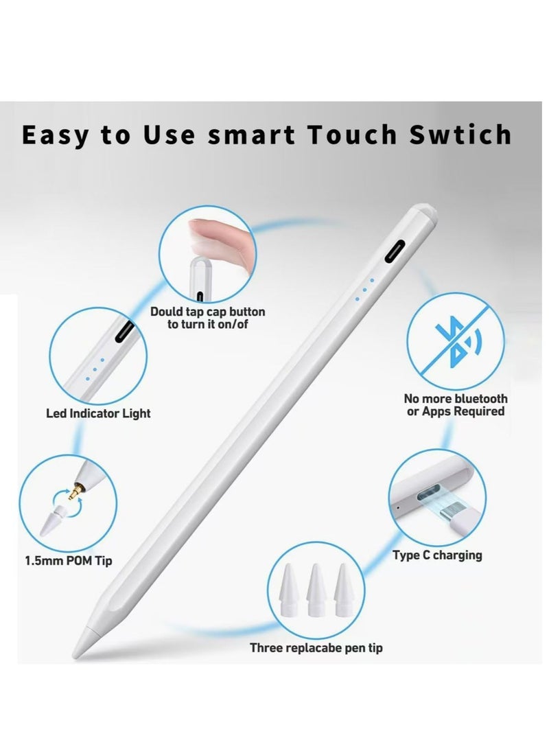 iPad Pen P1 for iPad 10th/9th Generation, iPad Stylus Pen with Upgraded 500mAh Battery | Palm Rejection | Magnetic Adsorption | Tilt Technology | Precision Stylus Pen for iPad 2018-2024