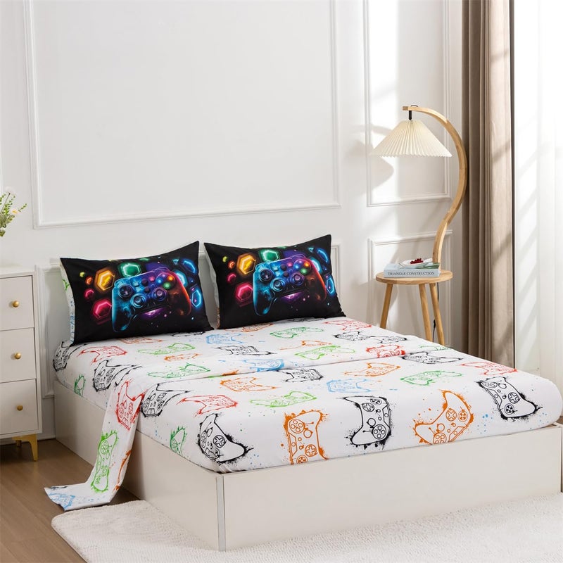 NTBED Game Console Comforter Set for Boys Girls Kids Space Universe Gaming Geometric Lightweight Microfiber Gamer Bedding Sets (Multi, Twin 5Pcs) - Image 5