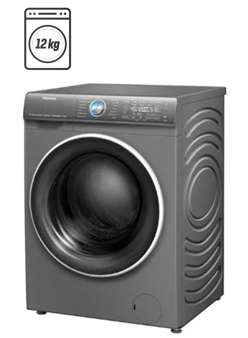 Hisense 12KG Front Load Washing Machine, 1400 RPM, Pure Steam Technology, Powerful High Speed Water Flow, Quick Wash, Inverter,1 Year Warranty 12 kg WFQA1214EVJMT Silver - Image 1