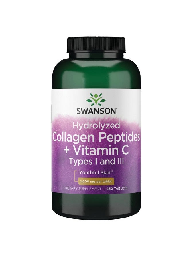 Swanson Hydrolyzed Collagen Peptides + Vitamin C Types I and Iii 1,000 mg 250 Tabs - Image 1