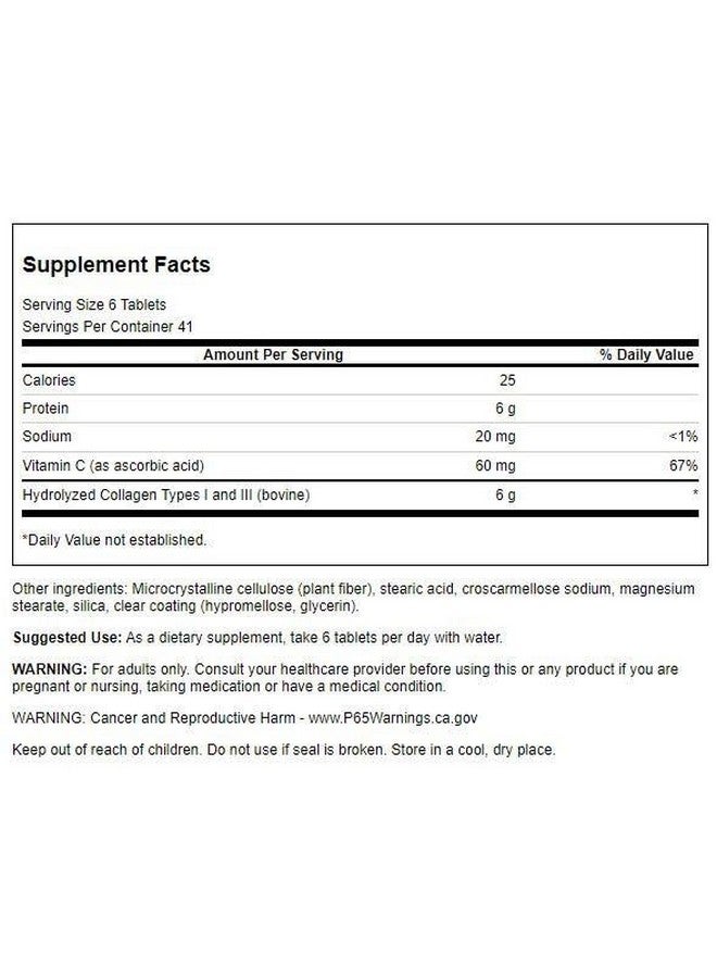 Swanson Hydrolyzed Collagen Peptides + Vitamin C Types I and Iii 1,000 mg 250 Tabs - Image 2