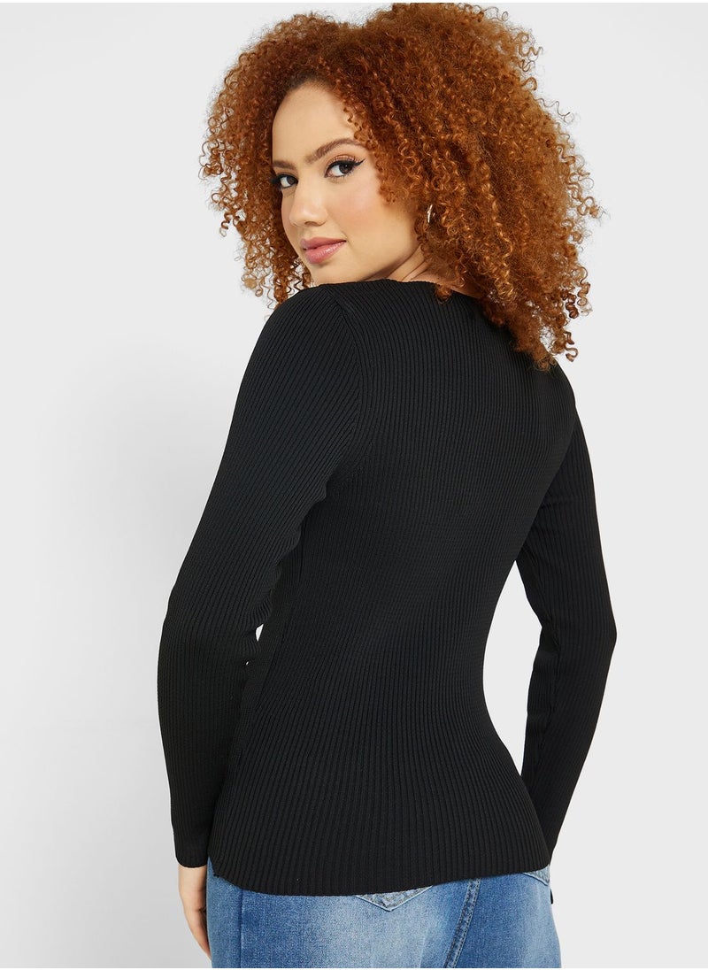 ONLY - V-Neck Knitted Sweater - Image 1