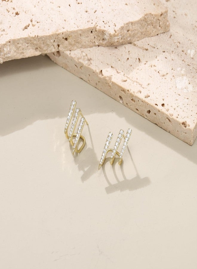 FANZE Claw Stud Earrings for Women Cubic Zircon Trriple Huggie Earring Gold Hypoallergenic Trendy Jewelry for Holiday Birthday Prom Party Chrismas Valentine - Image 5