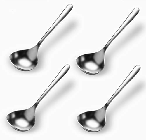Qualizon 18/8 Stainless Steel Mini Ladle Deep Soup Spoon - 6.7inch (4 Packed) - Image 1