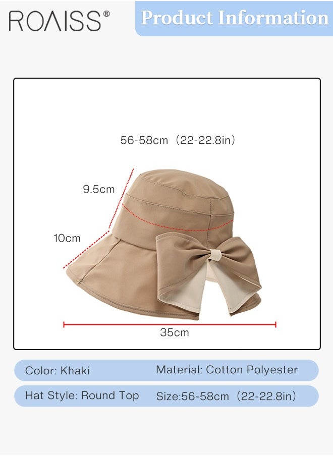 roaiss - Wide Brim Bowknot Bucket Hat for Women Foldable Lightweight Breathable Sun Hat with UV Protection for Summer Beach Outdoor - Image 1
