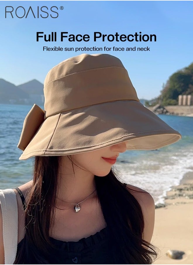 roaiss - Wide Brim Bowknot Bucket Hat for Women Foldable Lightweight Breathable Sun Hat with UV Protection for Summer Beach Outdoor - Image 1