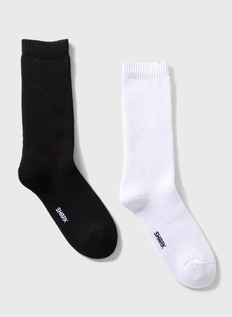 Shark Pack of 2 Cotton Full Towel Sport Socks  - Image 1