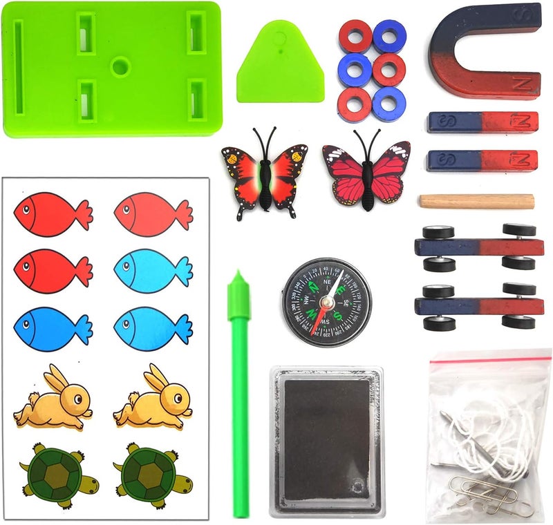 EUDAX Labs Junior Science NS Magnet Set for Education Science Experiment Tools Icluding BarRingHorseshoeCompass Magnets - Image 1