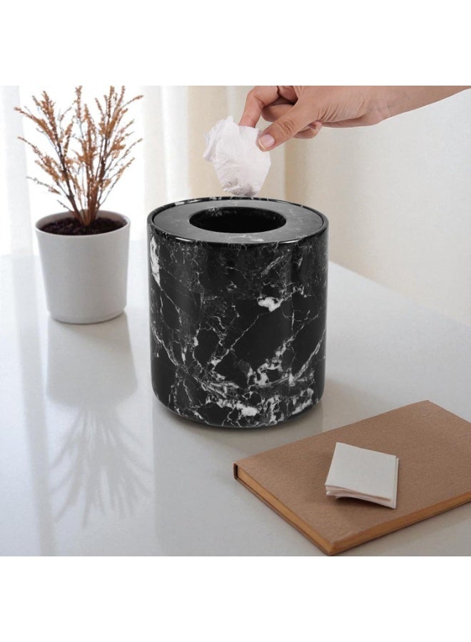 RADICALn Marble Trash Can with Lid 6 Inch Black Small Garbage Bin for Bedroom, Home Office Décor, Outdoor Waste Bin Perfect for Christmas Living Room or Kitchen - Image 2