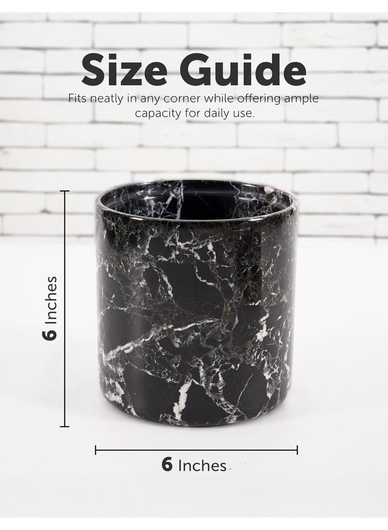 RADICALn Marble Trash Can with Lid 6 Inch Black Small Garbage Bin for Bedroom, Home Office Décor, Outdoor Waste Bin Perfect for Christmas Living Room or Kitchen - Image 3