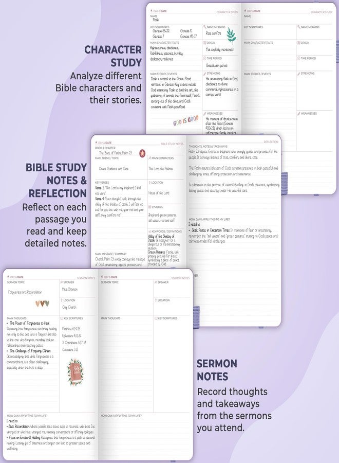 Clever Fox Bible Study Journal - Church Notes Notebook - Note Taking & Journaling Kit - Faith Based Religious Gifts & Accessories (Lavender) - Image 5